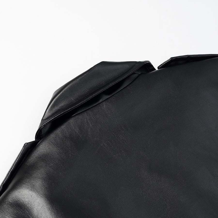 Fashionable Casual Faux Leather Long Trench Coat for Women