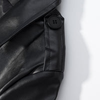 Fashionable Casual Faux Leather Long Trench Coat for Women