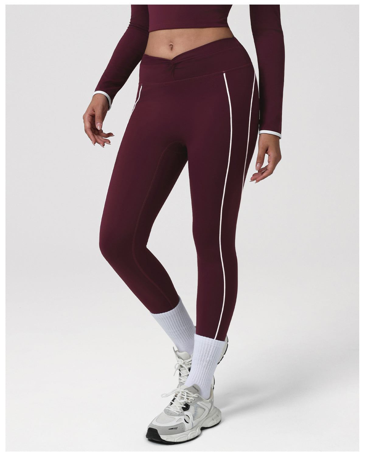 Autumn Winter Nude Feel Contrast Color Yoga Ninth Pants Autumn Winter Sports Workout Clothes Women Running Workout Trousers
