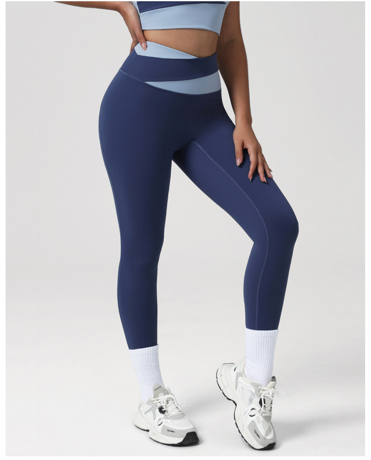 Contrast Color High-Waist Yoga Pants – Hip Lift Sports Tights for Women