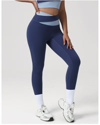 Contrast Color High-Waist Yoga Pants – Hip Lift Sports Tights for Women
