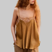 Satin Solid Color Casual Loose Ruffled Stitching Camisole Top - Modestly Vogue 