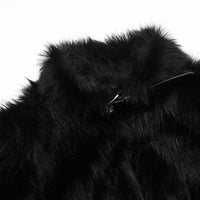 Black Solid Color Fur Short Cropped Short  Sleeve Jacket Cape