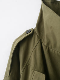 Women Stand Collar Belted Trench Windbreaker Coat - Modestly Vogue 