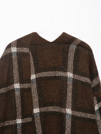 Women Clothing Popular Plaid Scarf Knitted Short Overcoat Cardigan