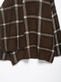 Women Clothing Popular Plaid Scarf Knitted Short Overcoat Cardigan