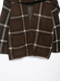 Women Clothing Popular Plaid Scarf Knitted Short Overcoat Cardigan