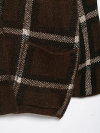 Women Clothing Popular Plaid Scarf Knitted Short Overcoat Cardigan