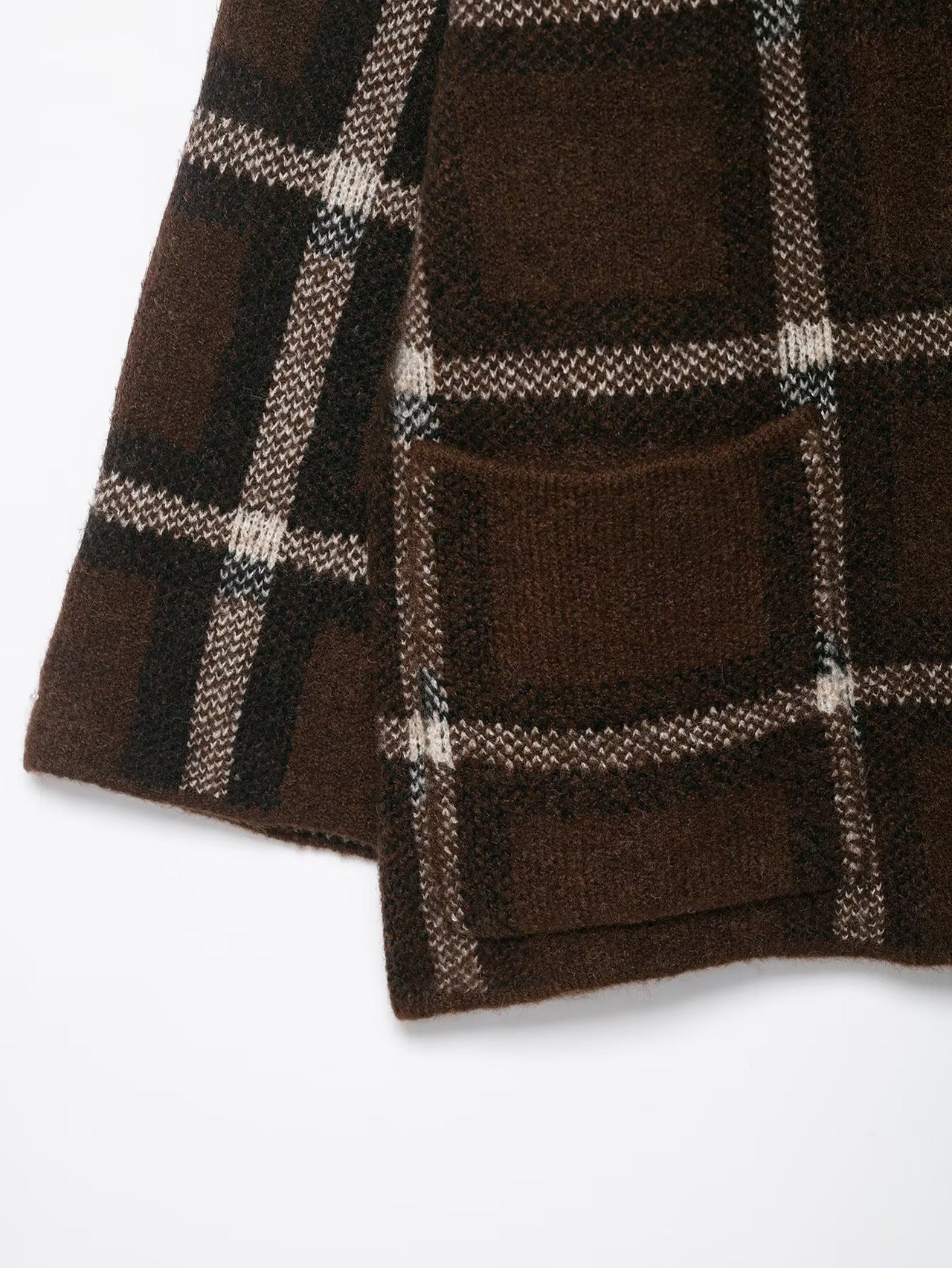 Women Clothing Popular Plaid Scarf Knitted Short Overcoat Cardigan