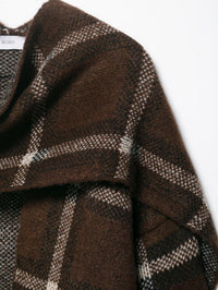Women Clothing Popular Plaid Scarf Knitted Short Overcoat Cardigan
