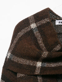 Women Clothing Popular Plaid Scarf Knitted Short Overcoat Cardigan