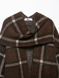 Women Clothing Popular Plaid Scarf Knitted Short Overcoat Cardigan