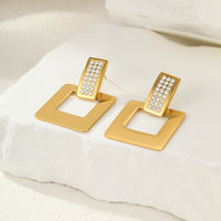 Geometric Abstract Diamond Square Stainless Steel Earrings