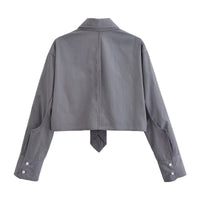 Fall Women’s Cool Short Shirt Tie Top – Casual & Trendy