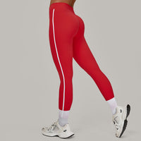 Color Contrast Patchwork Running Quick Drying Fitness Pants Breathable Outer Wear Tight Sports Pants High Waist Hip Lift Yoga Pants Women