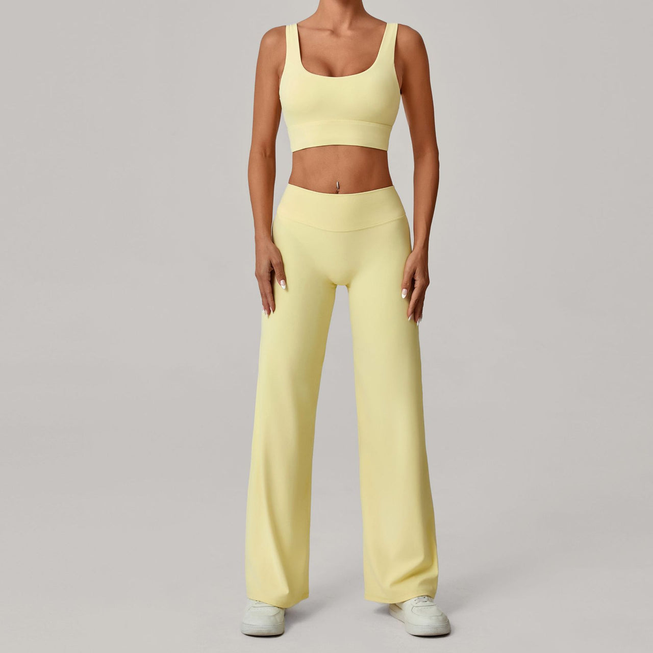 Double Shoulder Strap Bra & Straight Leg Yoga Trousers Set