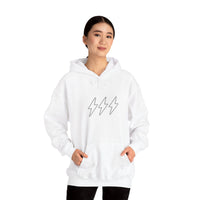 White Signature Hijabi Energy™  Hoodie — Bold Gold Script Hooded Sweatshirt