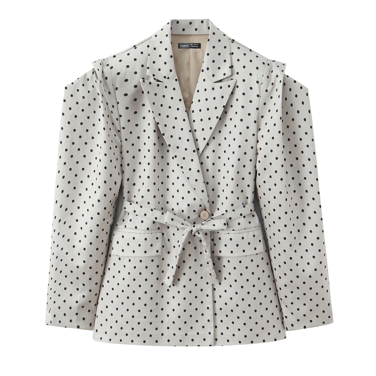 Women Clothing Winter Commuting Polka Dot Irregular Asymmetric Sleeve Blazer - Modestly Vogue 