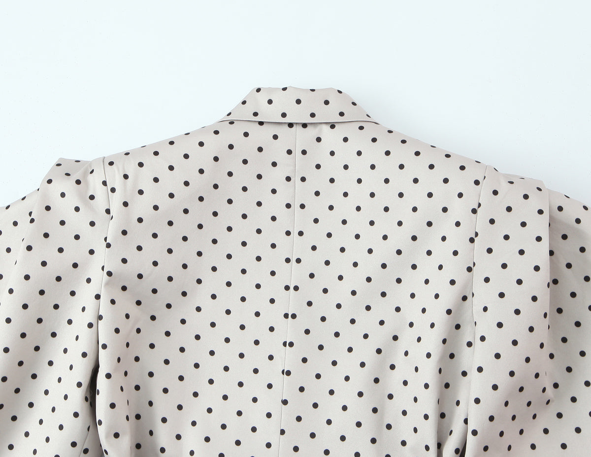 Women Clothing Winter Commuting Polka Dot Irregular Asymmetric Sleeve Blazer - Modestly Vogue 