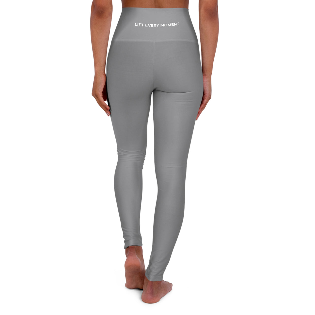 High-Waisted Yoga Leggings — LIFT EVERY MOMENT Logo Pants Gray