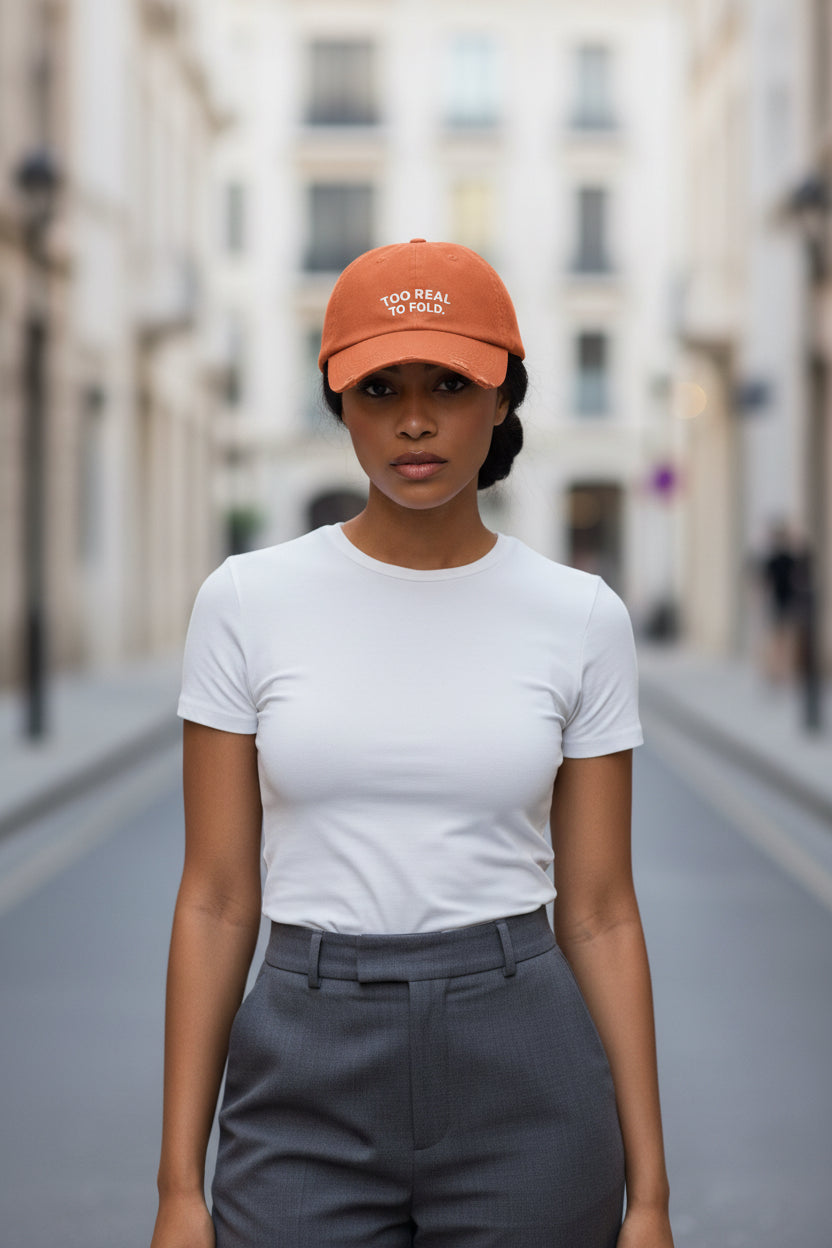 Modest Mindset Distressed Cap - "Too Real to Fold" Statement Baseball Hat - Modestly Vogue 