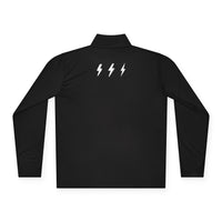 Black Hijabi  Energy' Quarter-Zip Pullover —Teal Logo with Lightning Bolt Back Jacket