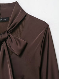 Early Spring Women Clothing Elegant Silk Satin Texture Scarf Dress - Modestly Vogue 