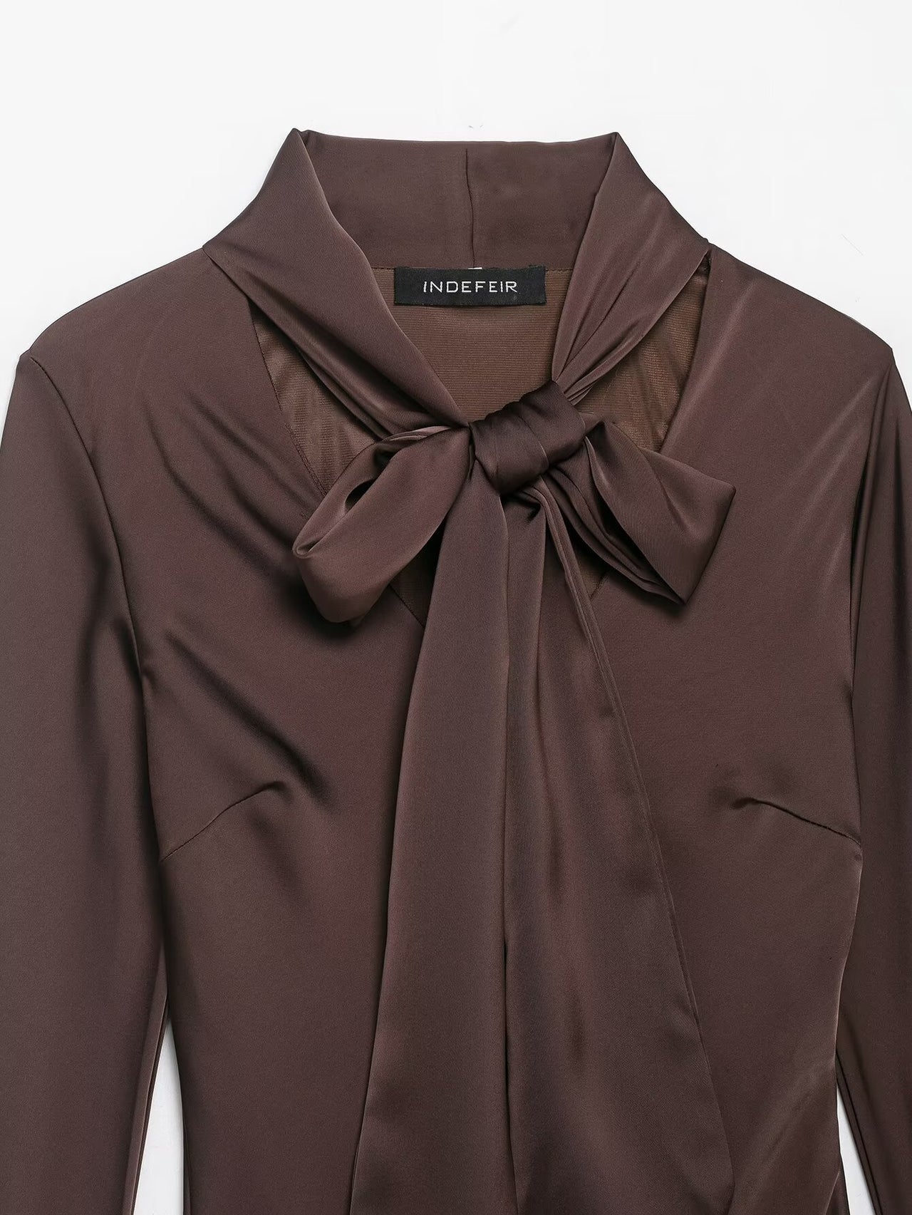 Early Spring Women Clothing Elegant Silk Satin Texture Scarf Dress - Modestly Vogue 