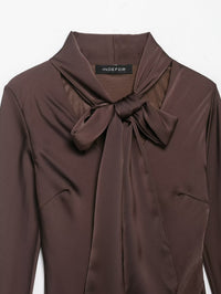 Early Spring Women Clothing Elegant Silk Satin Texture Scarf Dress - Modestly Vogue 