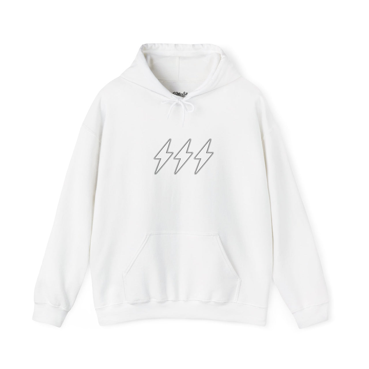 White Signature Hijabi Energy™  Hoodie — Bold Gold Script Hooded Sweatshirt