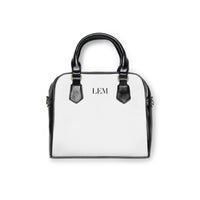 LEM Black Signature Satchel Shoulder Handbag — Classic Black & White Tote - Modestly Vogue 