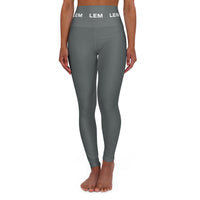LEM Grey LEM Logo On High-Waisted Yoga Leggings