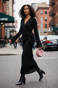 Women Clothing Spring Casual Simple Shawl Skirt Three Piece Sets - Modestly Vogue 