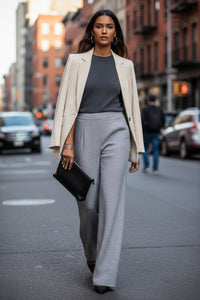 Women Clothing Summer Classic Commuting Elegant Sleeveless Vest Wide Leg Pants Two Piece Sets - Modestly Vogue 