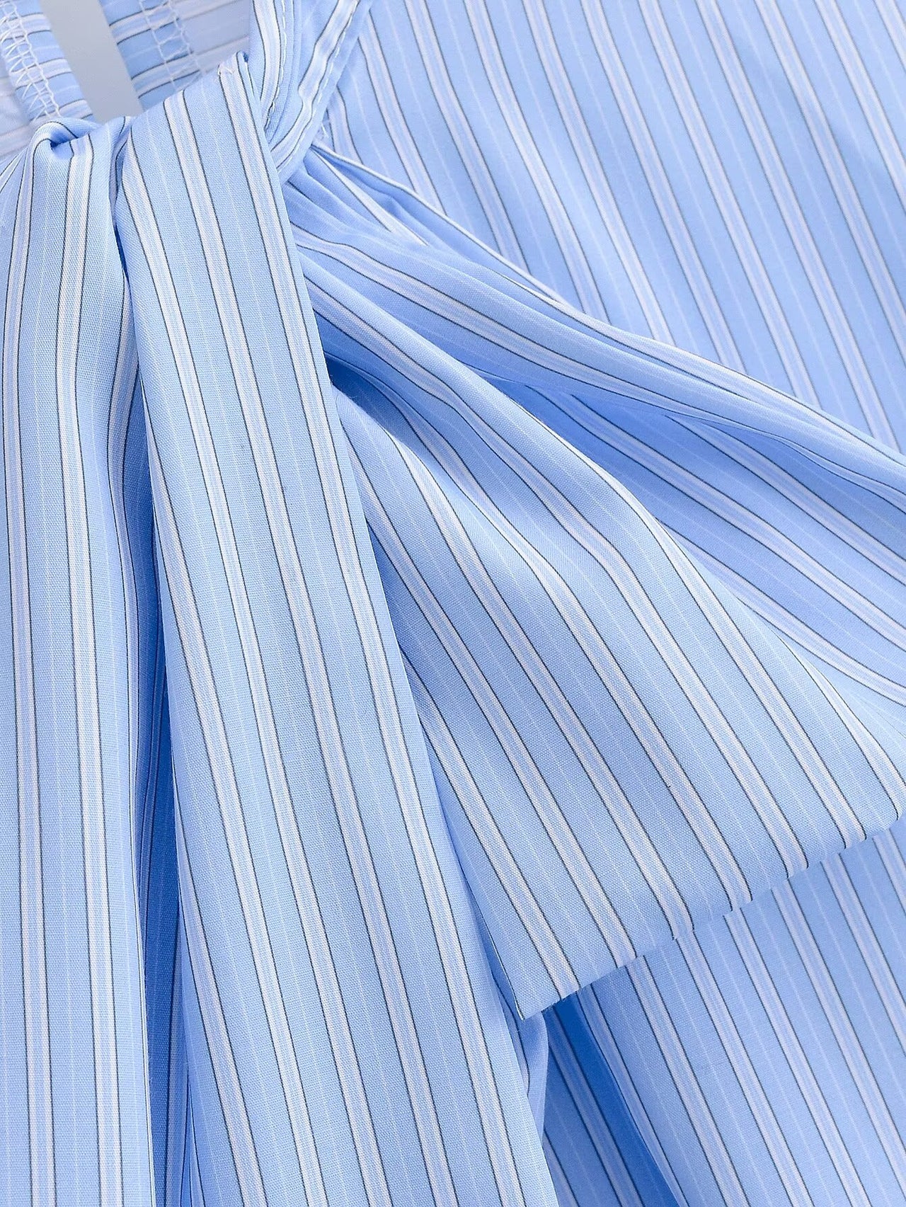 Women Clothing Top Product Casual Sleeveless Striped Bow Shirt - Modestly Vogue 