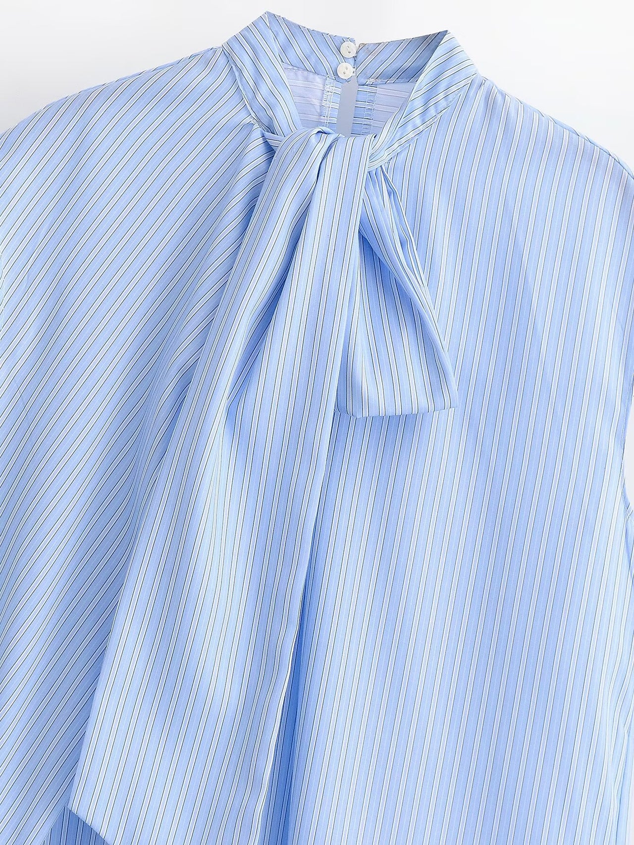 Women Clothing Top Product Casual Sleeveless Striped Bow Shirt - Modestly Vogue 