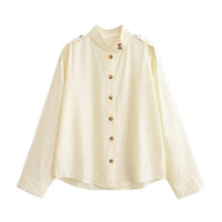 Women Clothing Top Product Simple Stand Collar Shirt - Modestly Vogue 