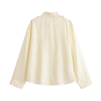 Women Clothing Top Product Simple Stand Collar Shirt - Modestly Vogue 