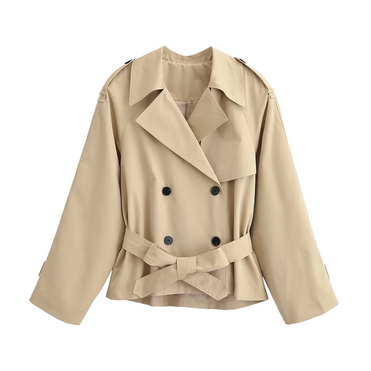 Women Clothing Summer Street Belt Padded Shoulder Wind Breaker - Modestly Vogue 