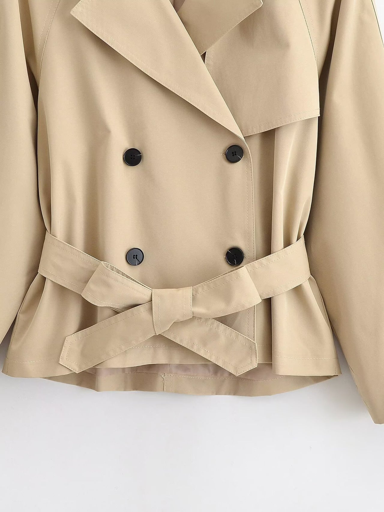 Women Clothing Summer Street Belt Padded Shoulder Wind Breaker - Modestly Vogue 