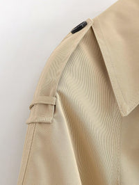 Women Clothing Summer Street Belt Padded Shoulder Wind Breaker - Modestly Vogue 