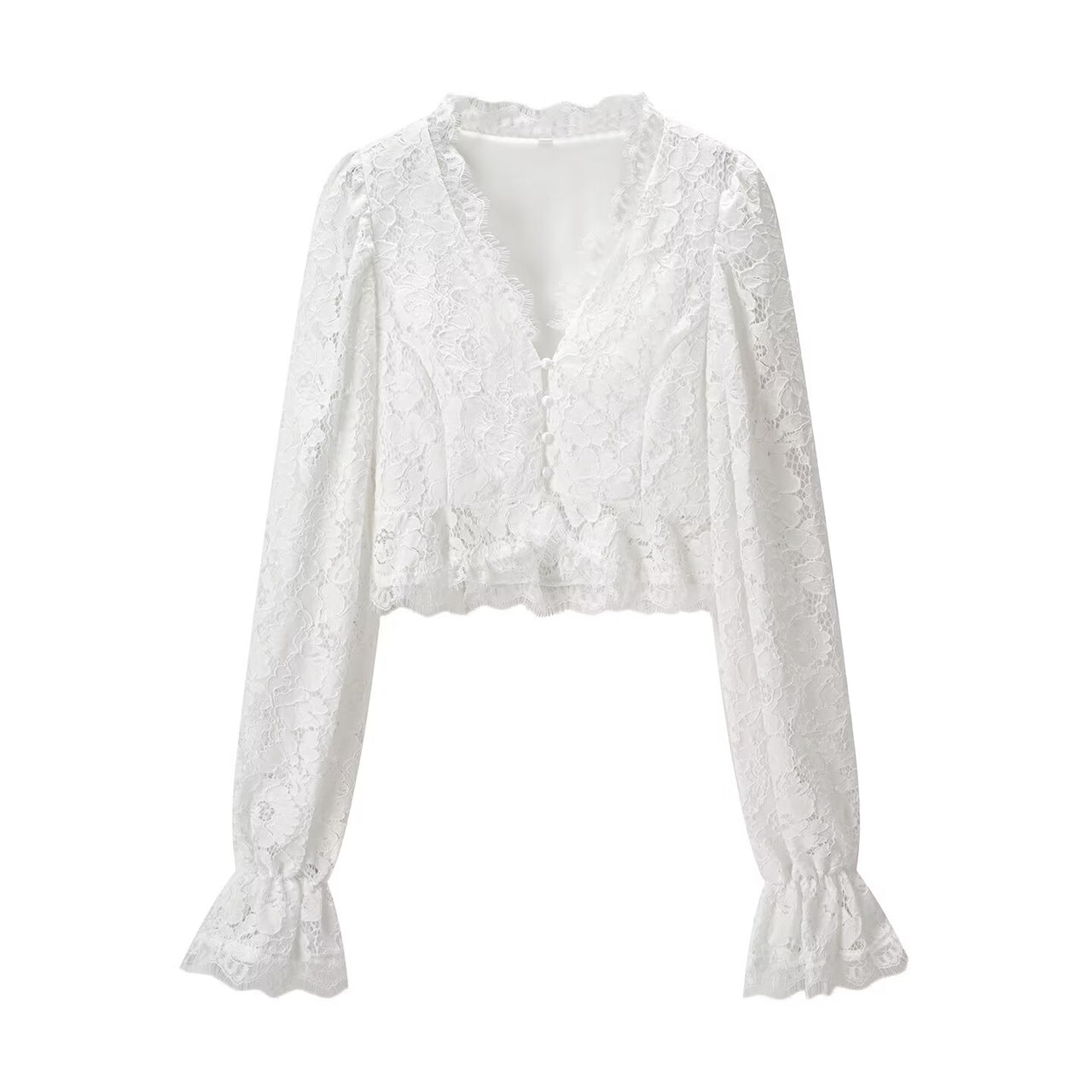 Lace Design Top Mid Length Skirt Set Chic Long Sleeve Shirtdress - Modestly Vogue 