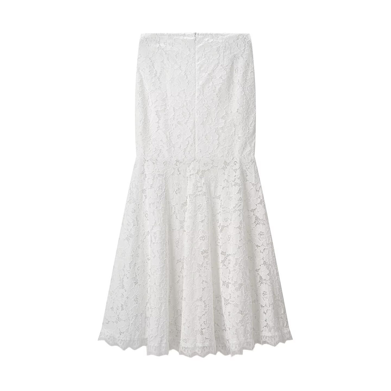 Lace Design Top Mid Length Skirt Set Chic Long Sleeve Shirtdress - Modestly Vogue 