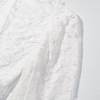 Lace Design Top Mid Length Skirt Set Chic Long Sleeve Shirtdress - Modestly Vogue 