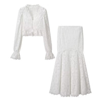 White Shirt Two-Piece Overskirt Suit
