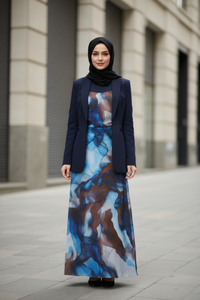 Elegant Chiffon Dress Elegant Colorful Blooming Printed Strap Dress - Modestly Vogue 