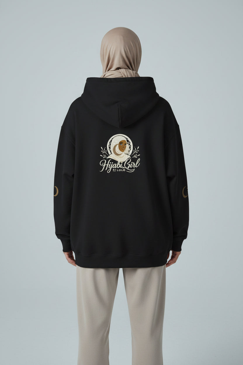 Black Women's Hijabi Girl™ Hoodie – Cozy Streetwear Sweatshirt - Modestly Vogue 