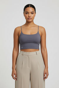 LEM Grey Luxe Women's Stretch Bralette — Seamless Strappy Crop Top