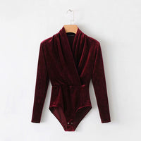 Retro cross V-neck velvet one-piece women