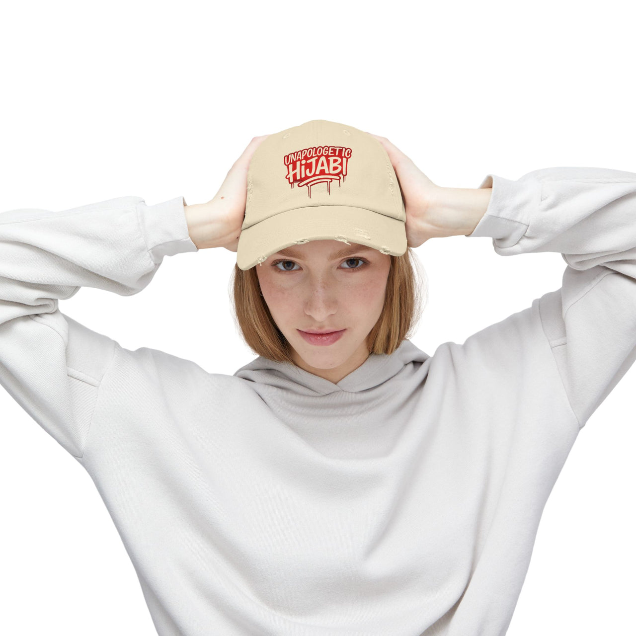 Limited Edition Distressed Cap - Hijabi Girl Statement Baseball Hat - Modestly Vogue 